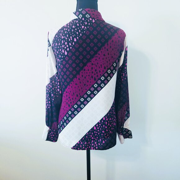 Bar III Bold Print Button-Up Blouse – Size XXS - Picture 3 of 4